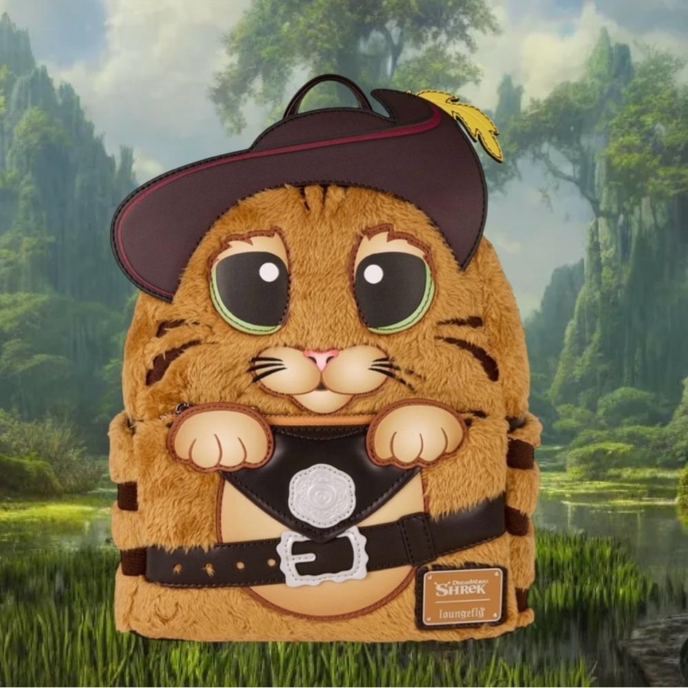 Loungefly Shrek Puss in Boots Plush Cosplay Mini Backpack NWT